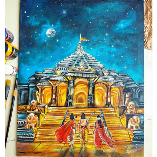 Handmade Canvas Temple Painting