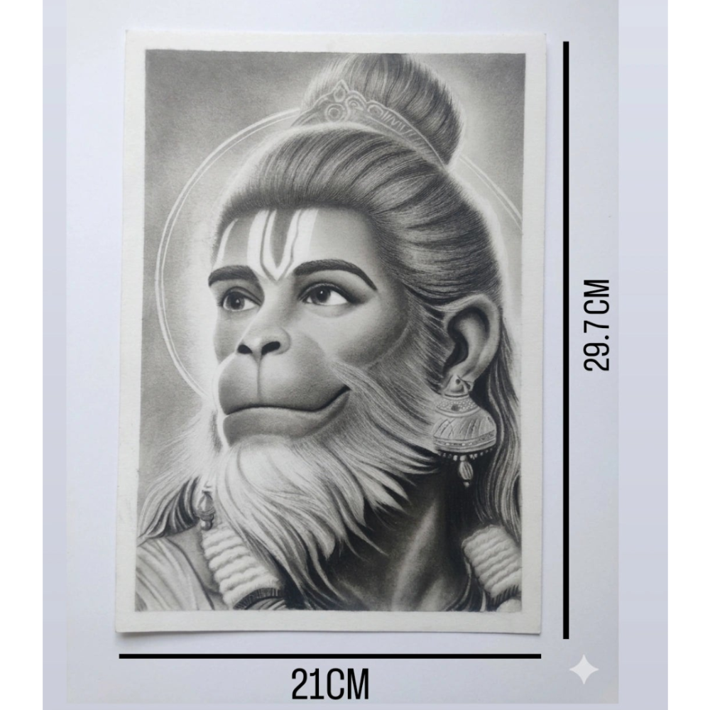 Handmade Charcoal Hanuman Portrait