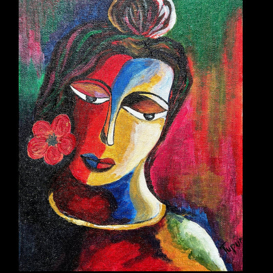 Handmade Acrylic Feminine Portrait