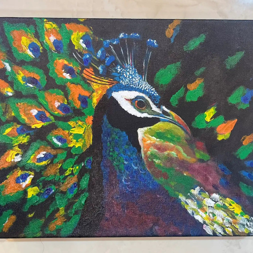 Handmade Acrylic Peacock Canvas