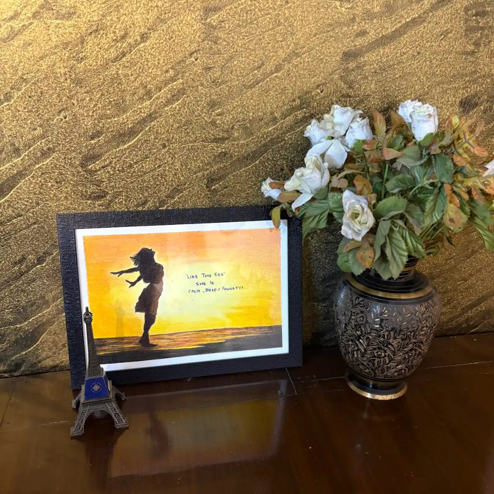 Handmade Sunset Silhouette Painting