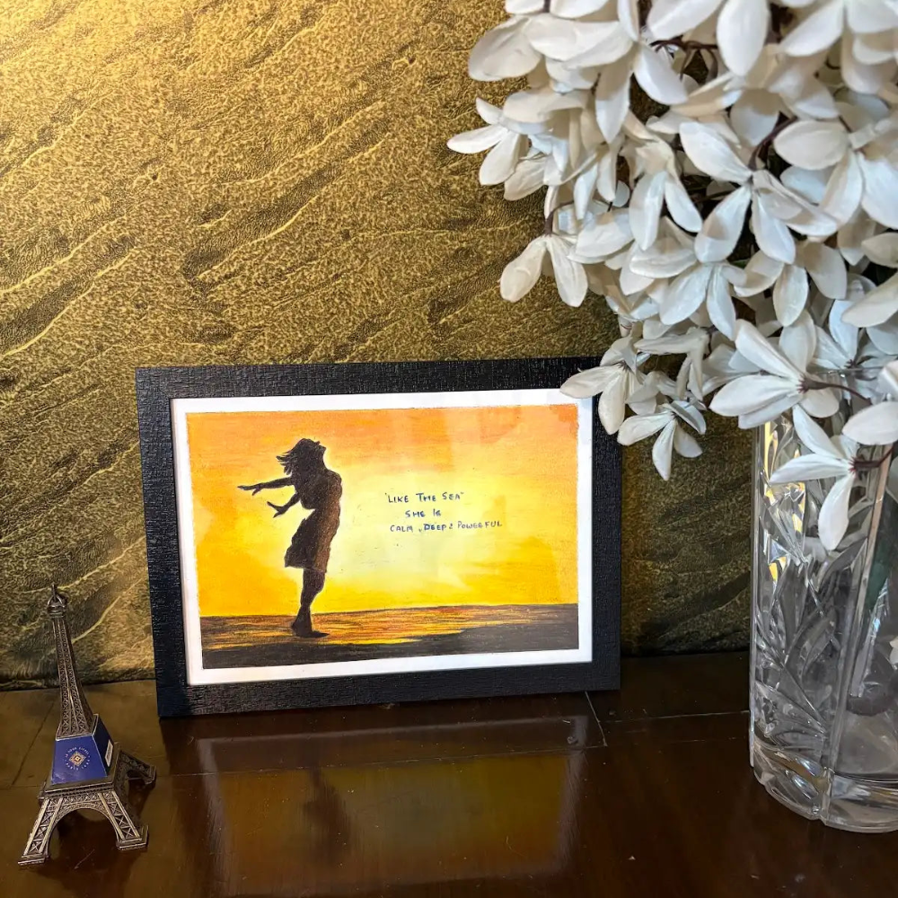Handmade Sunset Silhouette Painting