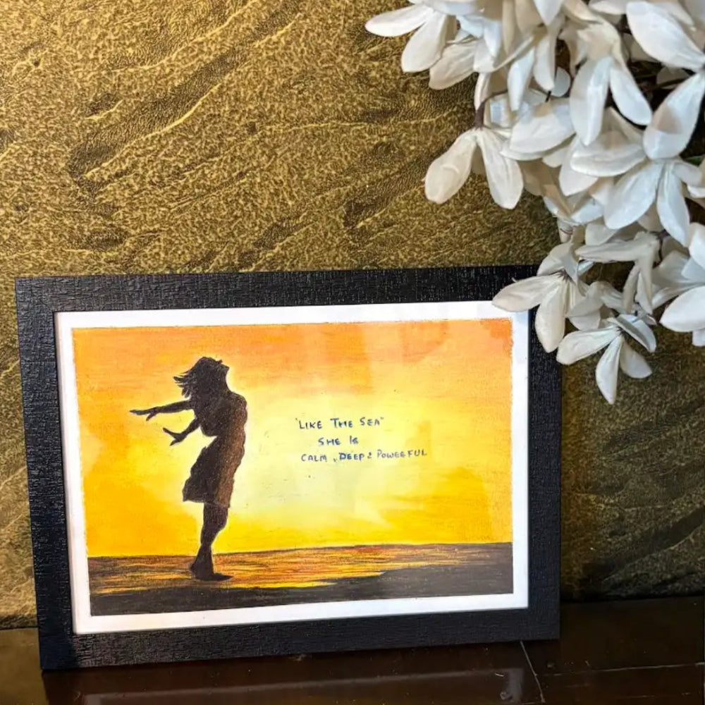 Handmade Sunset Silhouette Painting