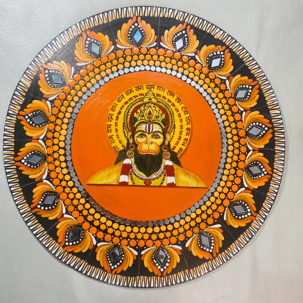 Handmade Hanuman Mandala Wall Art
