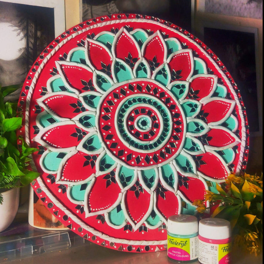 Lotus Radiance – Handmade Acrylic Lippan Art Wall Hanging