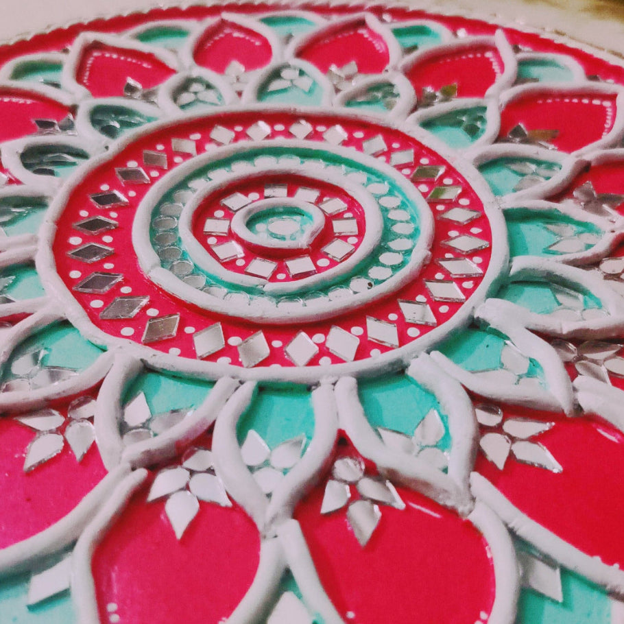 Lotus Radiance – Handmade Acrylic Lippan Art Wall Hanging