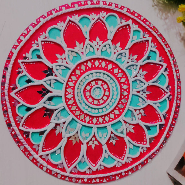 Lotus Radiance – Handmade Acrylic Lippan Art Wall Hanging