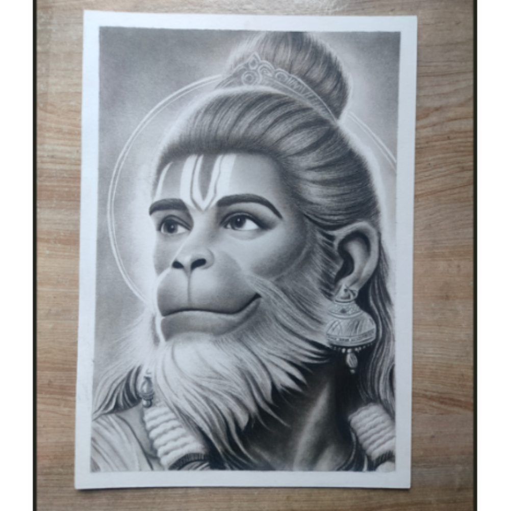 Handmade Charcoal Hanuman Portrait