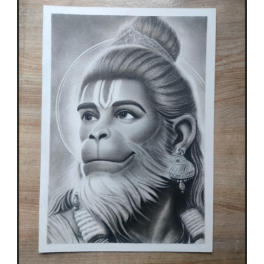 Handmade Charcoal Hanuman Portrait