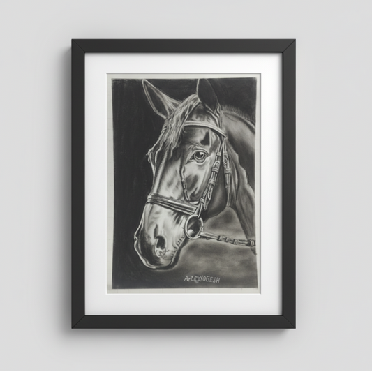 Handmade Charcoal Horse Portrait