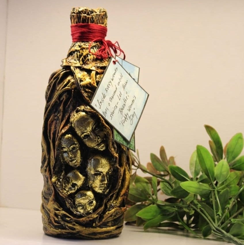 Handmade Clay Bottle Sculpture