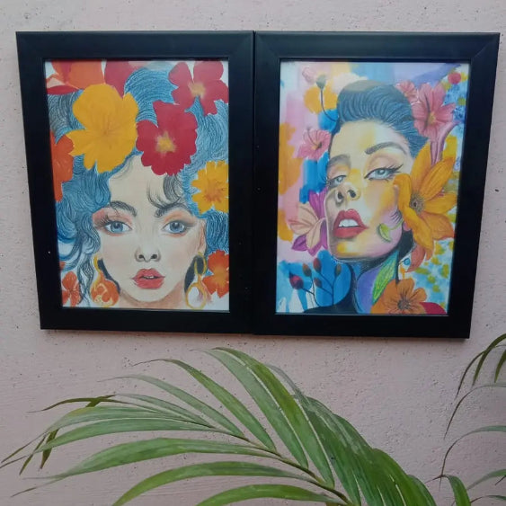 Handmade Floral Portrait Wall Art
