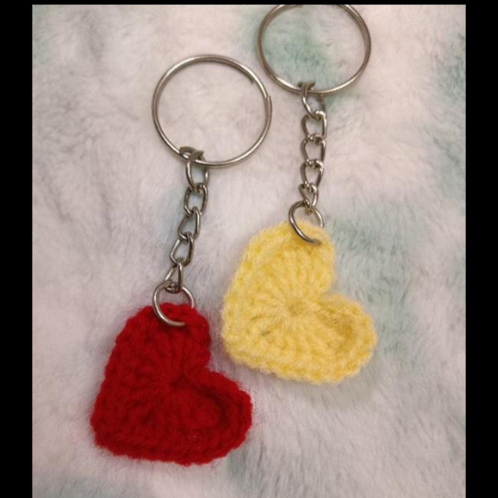 Handmade Yarn Heart Keychain