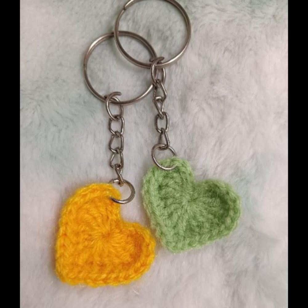 Handmade Yarn Heart Keychain
