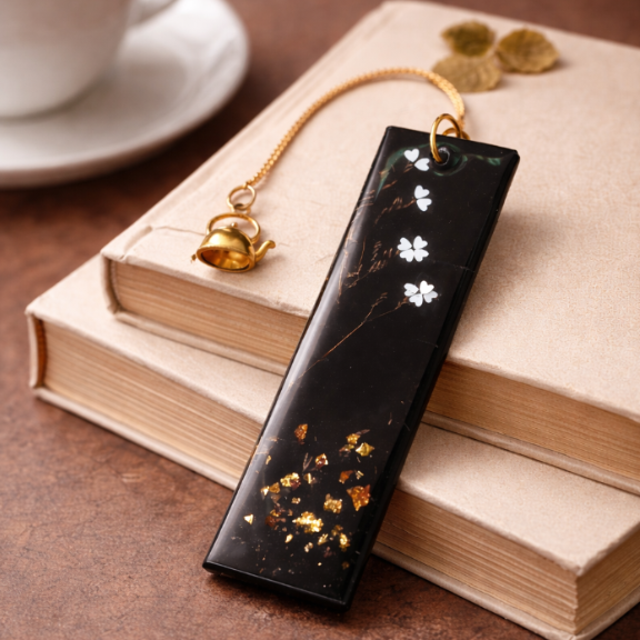 Handmade Resin Gold Bookmark