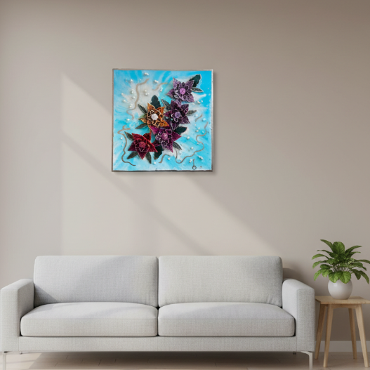 Handmade Resin Floral Wall Art