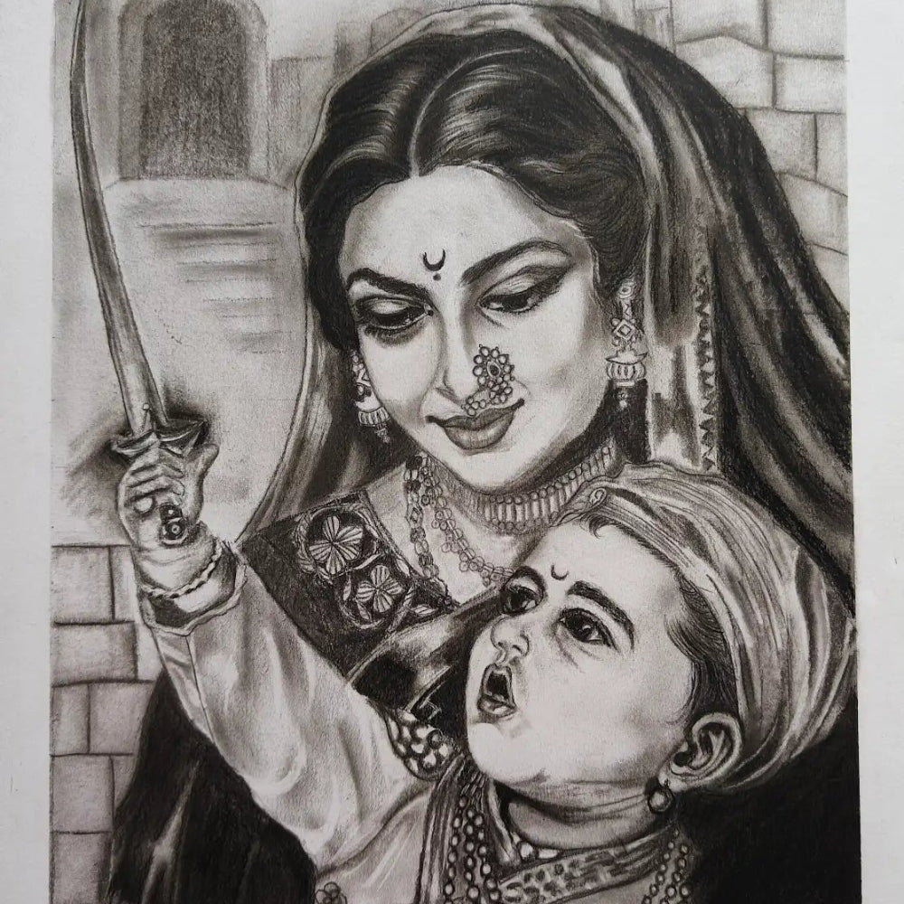 Handmade Charcoal Portrait Art